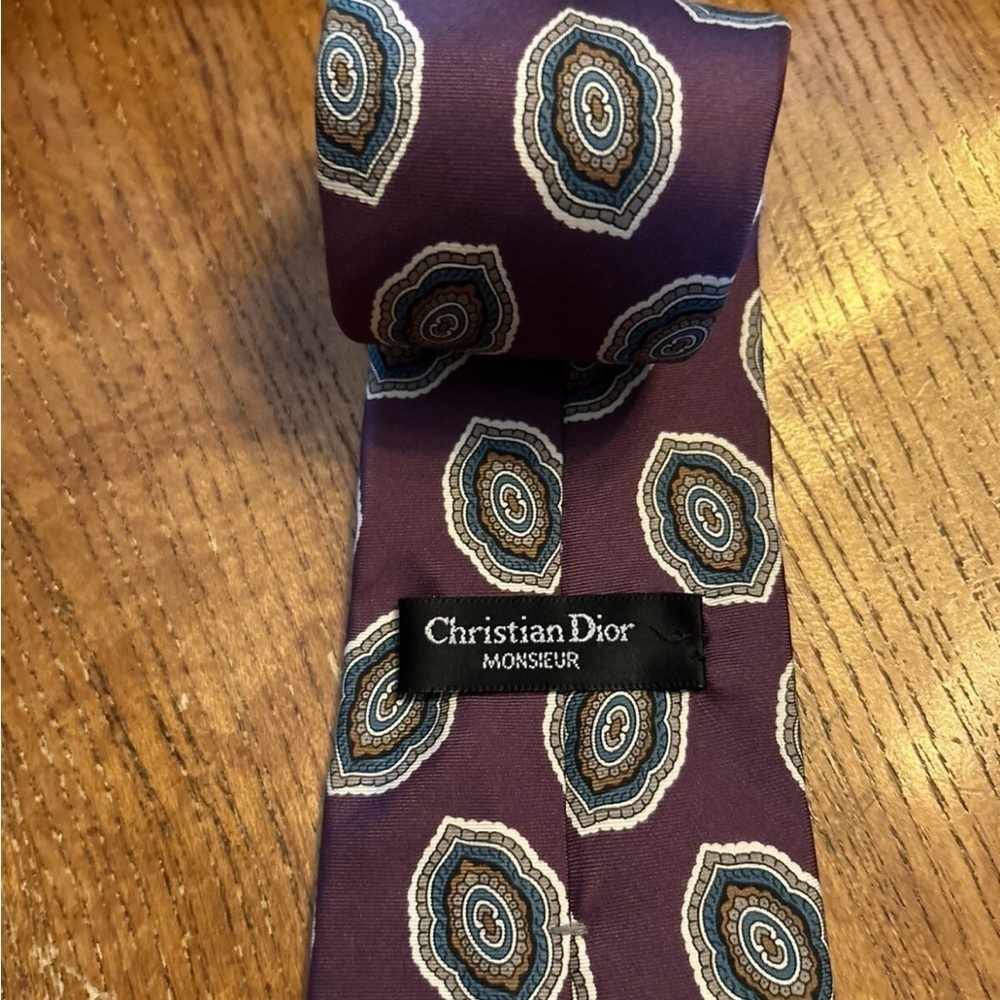 Christian Dior All Silk Elegant Purple Patterned Men's Tie EUC!! - Picture 5 of 16